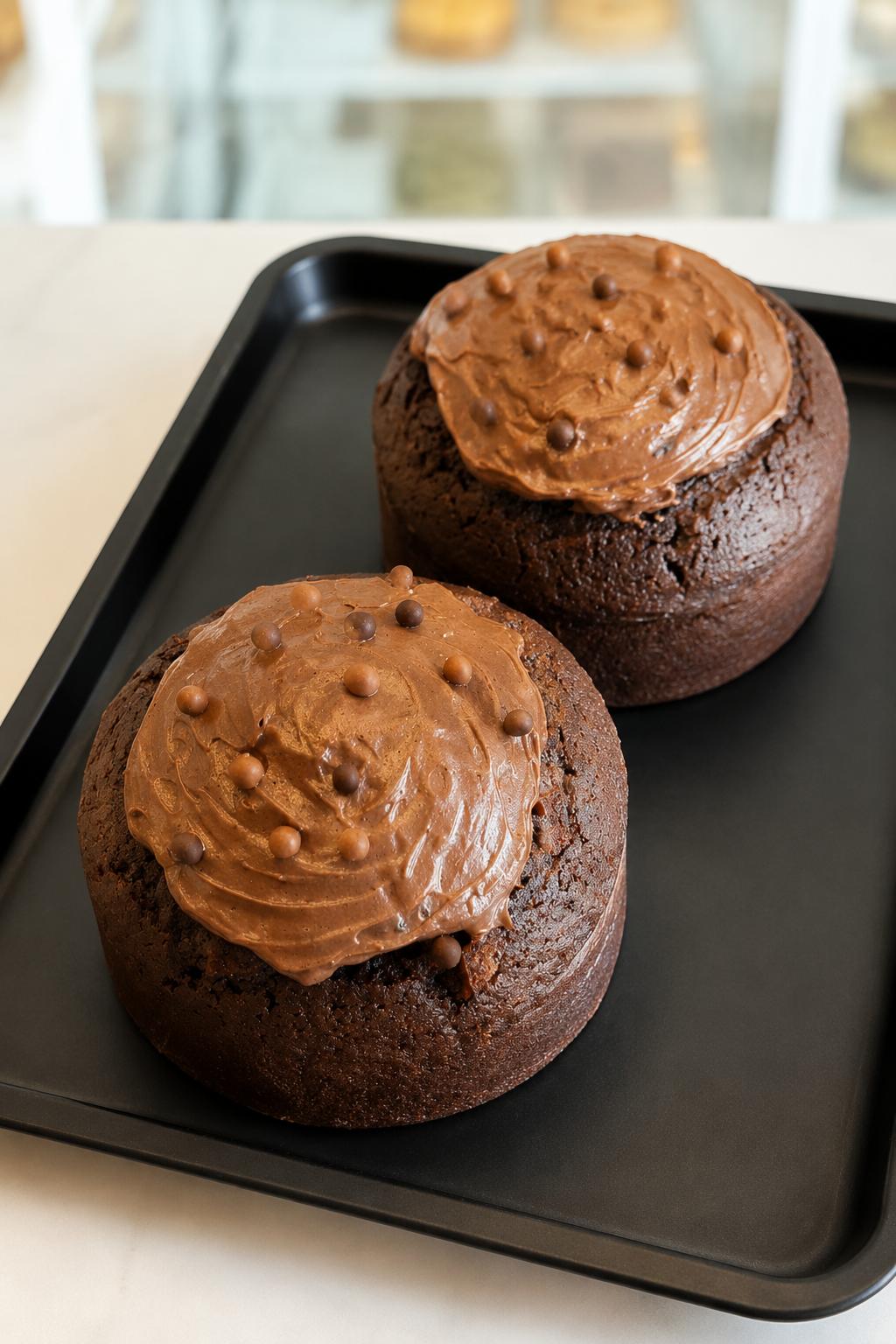 Rich chocolate cakes with chocolate frosting