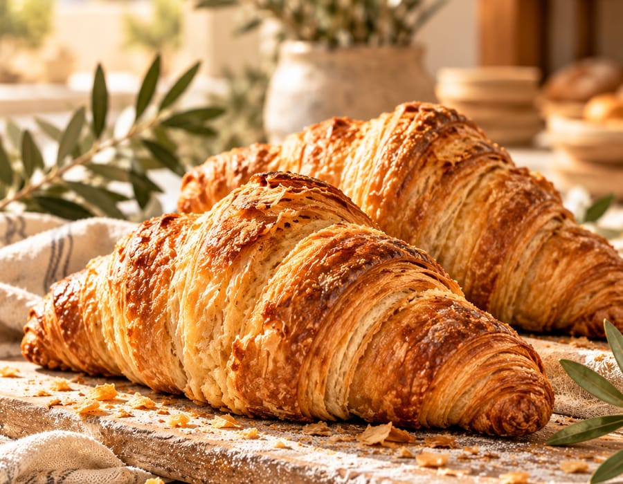 Golden, flaky butter croissants